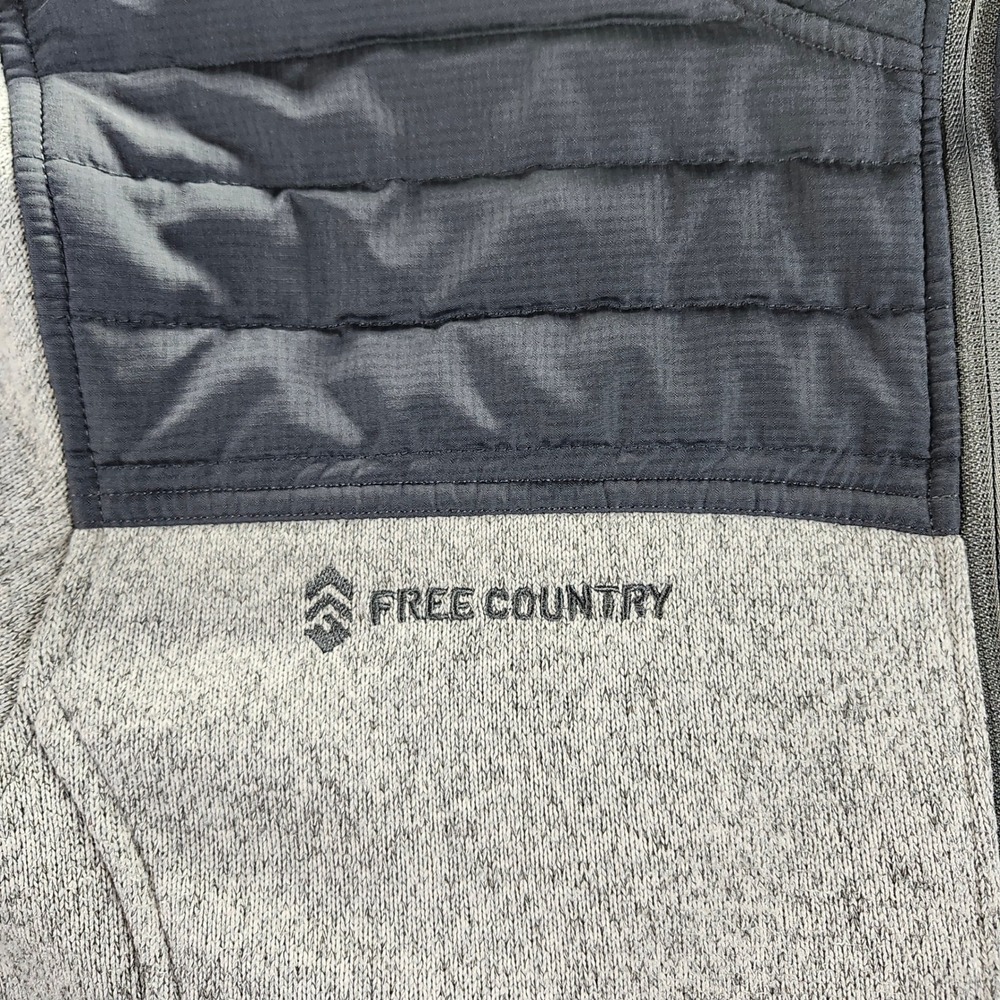 Free Country Sweater Fleece Jacket Mens Large Gray Excellent Hybrid Quilted Zip - Picture 6 of 14